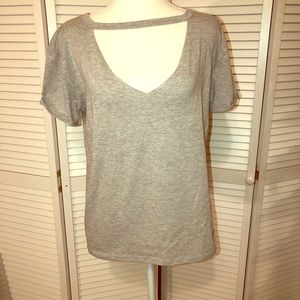 Ocean Drive grey cutout neck t shirt
